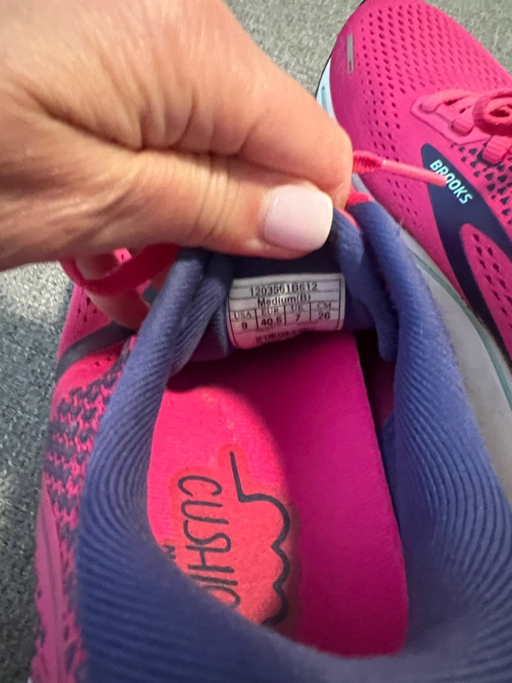 Brooks Ghost 14 Women's Running Shoes — Bright Pink and Navy/Gray Pair size 9M - Picture 15 of 15